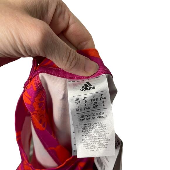 NWT Women's Farm Rio X Adidas Pink and Orange Tropical print body suit - Small - Picture 8 of 10